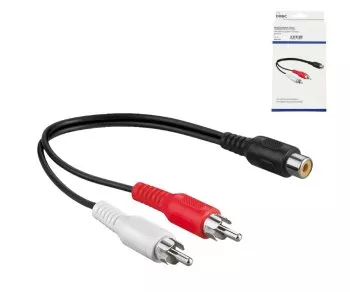 DINIC lydkabel 1x RCA-kontakt - 2x plugg, 0,2 m, svart